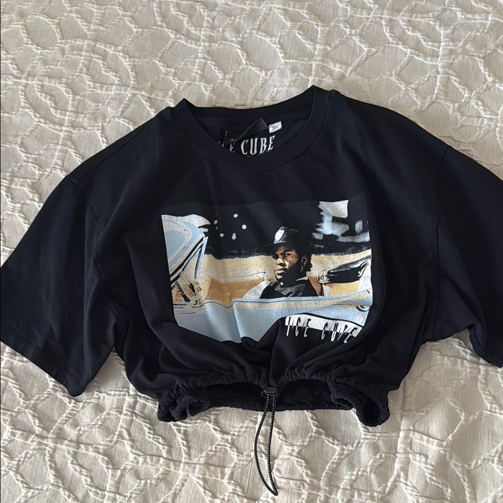 Ice Cube Graphic Crop Top Adjustable waist